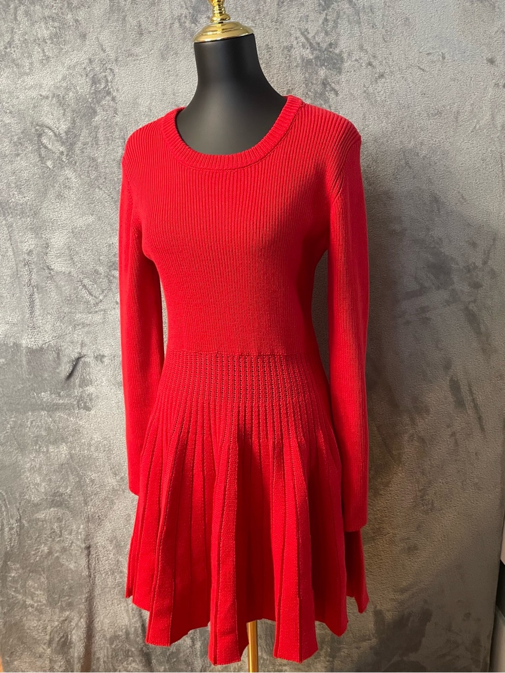 Red Knit Fit-and-Flare Dress - Women
